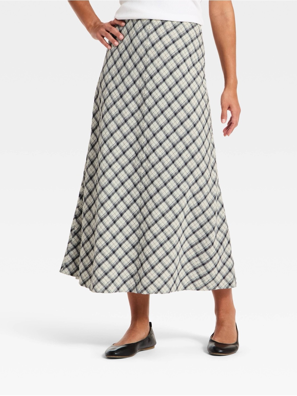 Universal Thread Navy Blue Gingham Women's Medium Midi Full Skirt